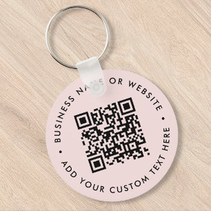 Porte-clés Code QR   Entreprise moderne Blush rond rose