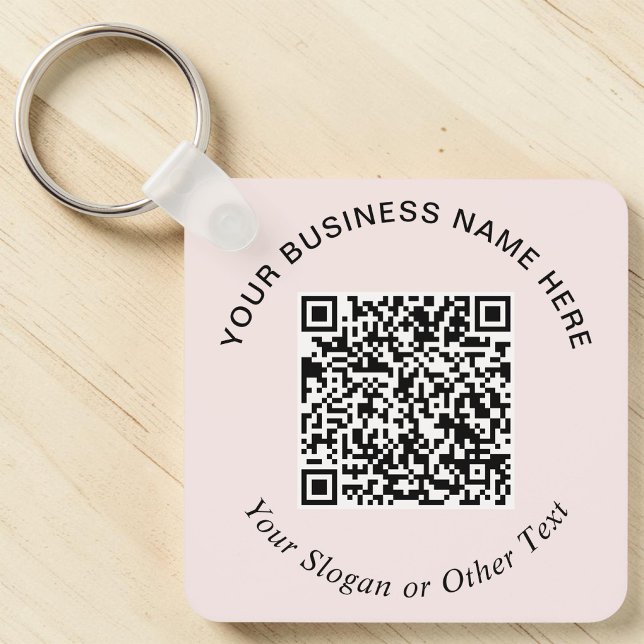 Porte-clés Code QR Entreprise Rose Promotionnel (Business QR Code Pink Promotional Keychain)