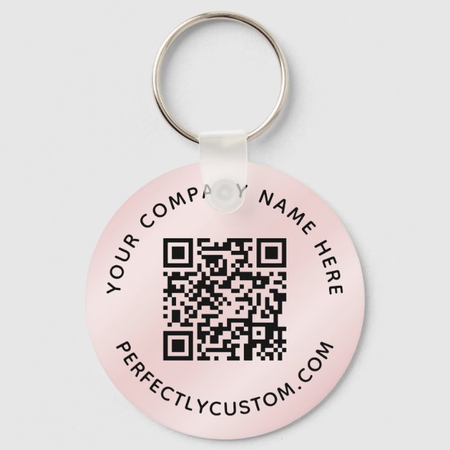 Porte-clés Code QR et dégradé de satin rose clair du texte pe (Recto)