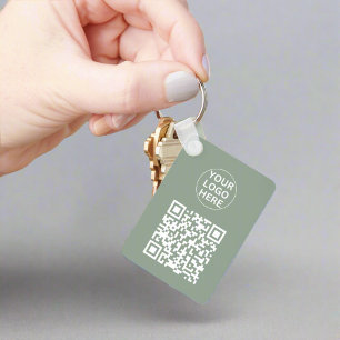 Porte-clés Code QR et logo commercial l Sage vert promotionne