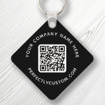 Porte-clés Code QR et texte personnalisé double face noir<br><div class="desc">Porte - clé recto verso avec votre code QR et texte personnalisé sur un arrière - plan couleur noir ou personnalisé. Modifiez les polices et les couleurs de police,  déplacez et redimensionnez les éléments à l'aide de l'outil de conception.</div>