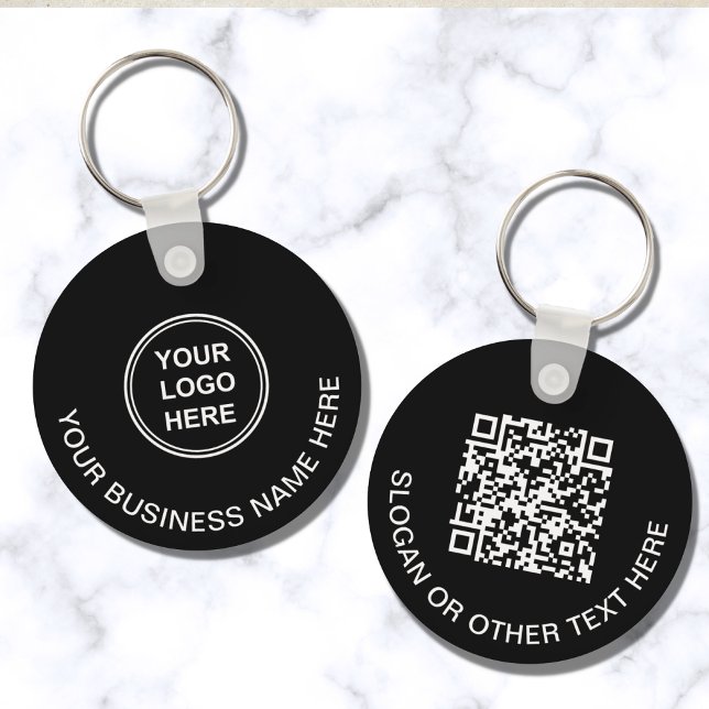 Porte-clés Code QR Logo Moderne Promotionnel Noir (Créateur téléchargé)
