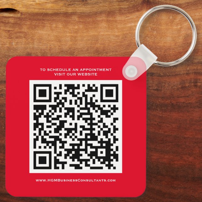 Porte-clés Code QR Logo Monogramme d'entreprise Rouge Noir Bl (Verso)