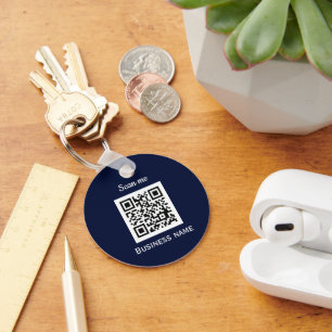 Porte-clés Code QR - Logo professionnel personnalisé bleu