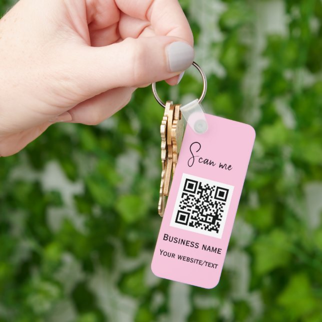 Porte-clés Code QR - Logo professionnel Rose (main)