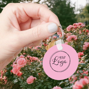 Porte-clés Code QR minimaliste Logo Rose Clair et Noir