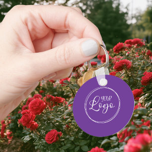 Porte-clés Code QR minimaliste violet royal et blanc