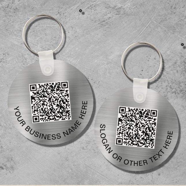 Porte-clés Code QR Moderne Promotionnel Argenté (Créateur téléchargé)
