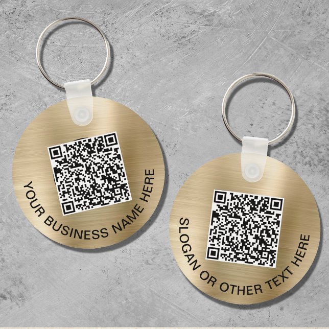 Porte-clés Code QR Moderne Promotionnel Or (Créateur téléchargé)