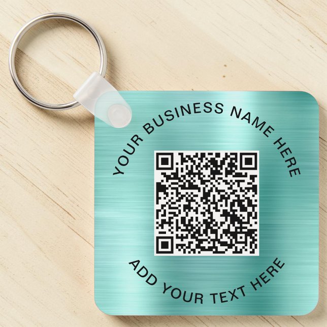 Porte-clés Code QR ou logo promotionnel menthe (QR Code or Logo Promotional Mint Keychain)