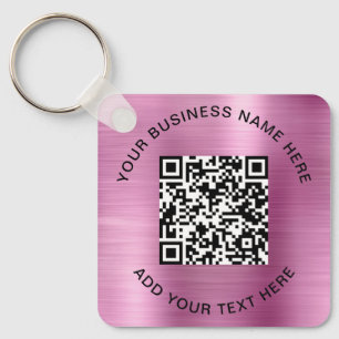 Porte-clés Code QR ou logo promotionnel rose