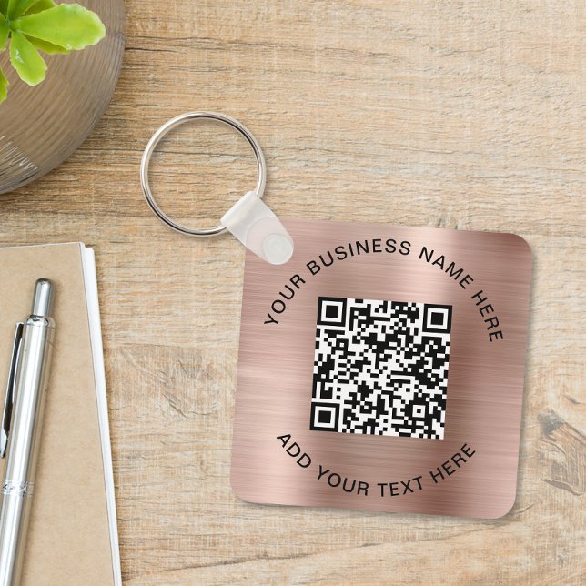 Porte-clés Code QR ou logo promotionnel Rose Gold (QR Code or Logo Promotional Rose Gold Keychain)
