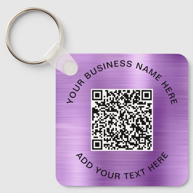Porte-clés Code QR ou logo promotionnel violet (Recto)