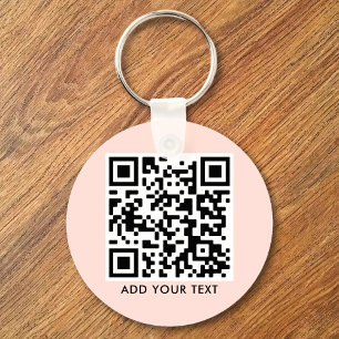 Porte-clés Code QR personnalisé Texte Moderne Rose Pâle Entre