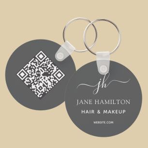 Porte-clés Code QR Promotionnel Entreprise Gris