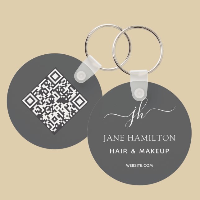 Porte-clés Code QR Promotionnel Entreprise Gris (Créateur téléchargé)