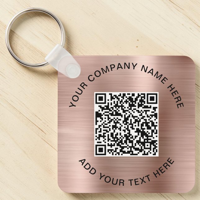 Porte-clés Code QR Promotionnel Rose Gold (QR Code Promotional Rose Gold Keychain)