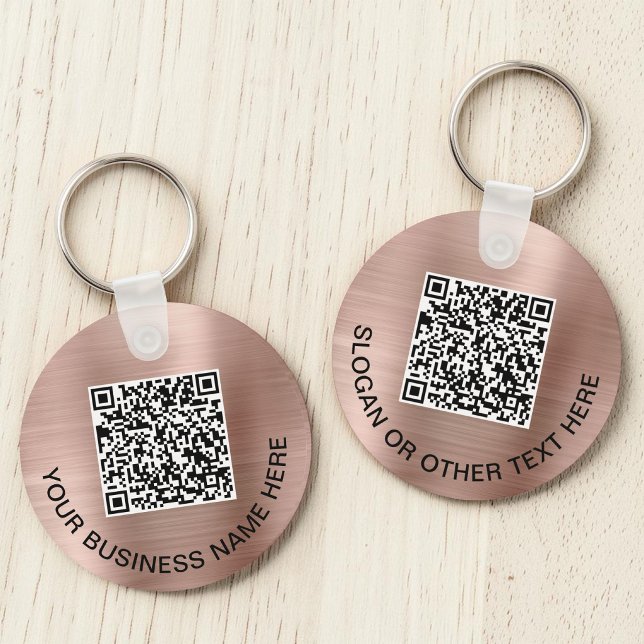 Porte-clés Code QR promotionnel Rose Gold (Promotional QR Code Rose Gold Keychain)