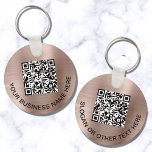 Porte-clés Code QR promotionnel Rose Gold<br><div class="desc">Porte - clé promotionnel moderne et simple pour votre entreprise ou organisation avec un rose brossé faux arrière - plan métallique en or. Ajoutez votre code ou logo QR et deux lignes de texte customisé,  comme votre nom d'entreprise,  votre slogan,  merci,  etc.</div>