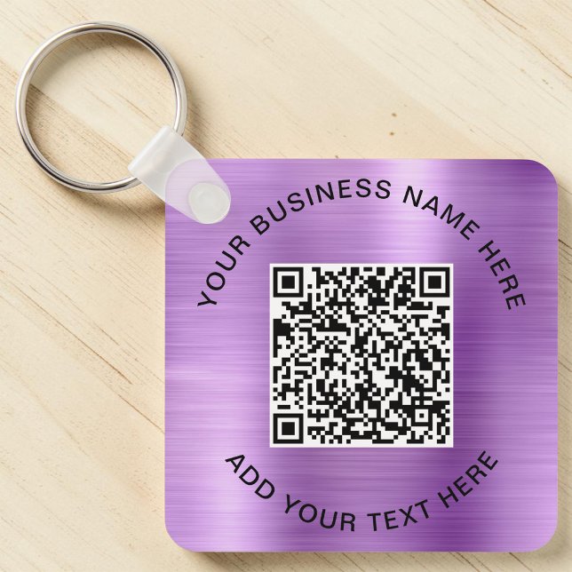 Porte-clés Code QR Promotionnel Violet (QR Code Promotional Purple Keychain)