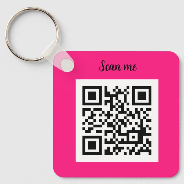 Porte-clés Code QR Rose Chaude Élégant Entreprise (Recto)