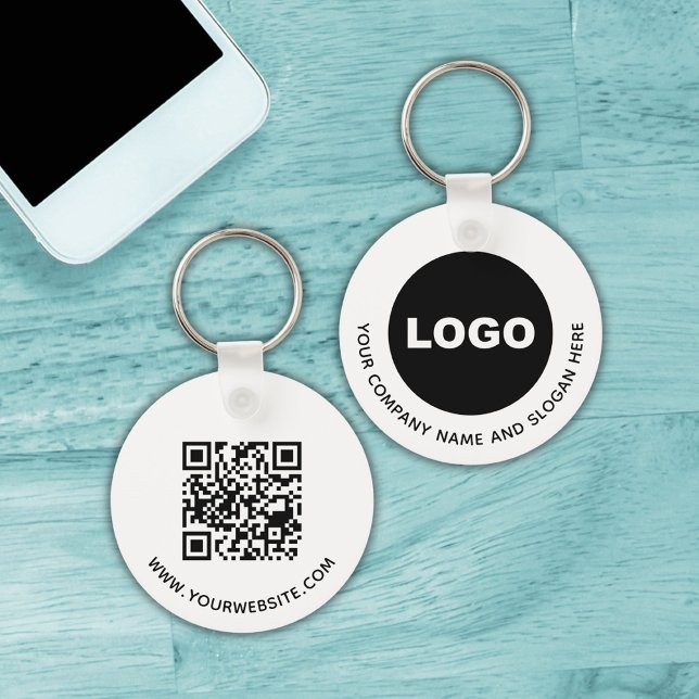 Porte-clés Code QR simple de logo promotionnel d'entreprise (Simple Business Company Promotional Logo QR Code Keychain)