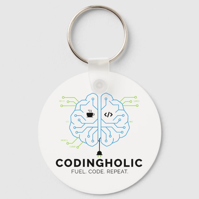Porte-clés Codingholic Tech Brain Programmeur  (Recto)