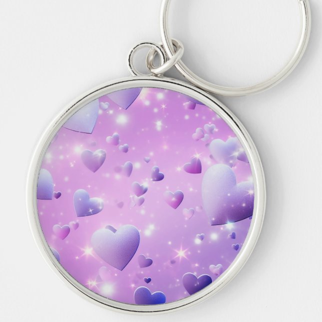 Porte-clés cœur à lueur violette (Devant)