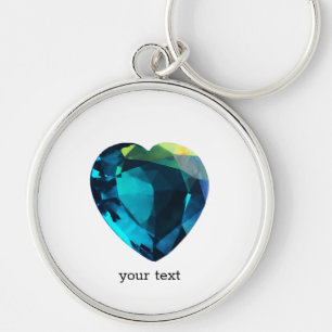 Porte-clés Coeur Aquamarine, Bleu