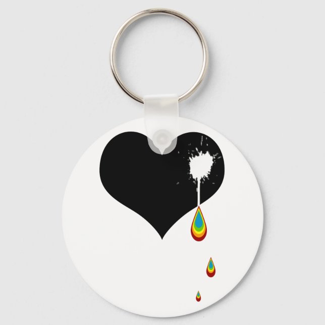 Porte-clés coeur arc-en-ciel. (Recto)