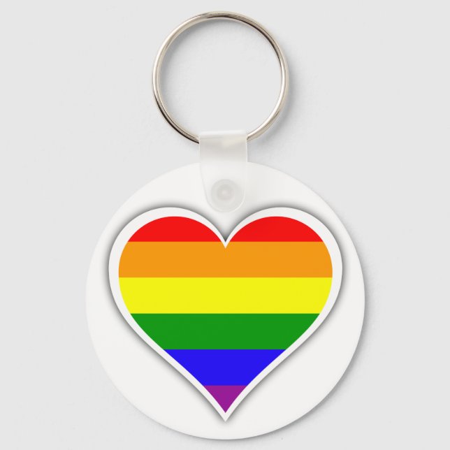 Porte-clés Coeur arc-en-ciel gay pride (Recto)