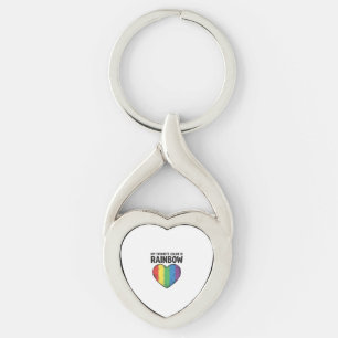 Porte-clés Cœur Arc-en-ciel Gravure Vintage Couleur Préférée