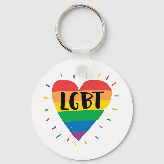Porte-clés Coeur arc-en-ciel LGBT (Recto)