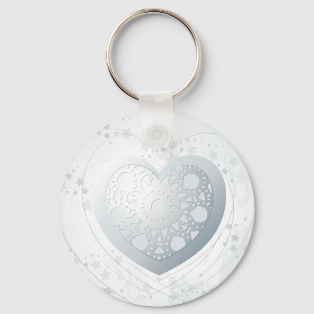 Porte-clés Coeur argenté, porte - clé (Recto)