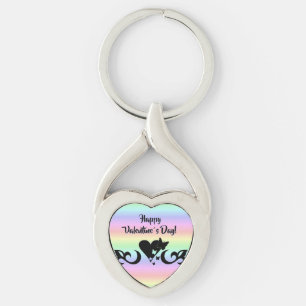 Porte-clés Coeur avec papillon et Lily