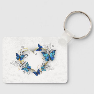 Porte-clés Coeur bijoux avec papillons Morpho