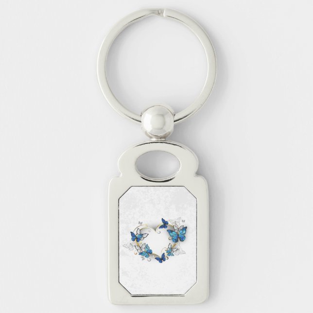 Porte-clés Coeur bijoux avec papillons Morpho (Devant)
