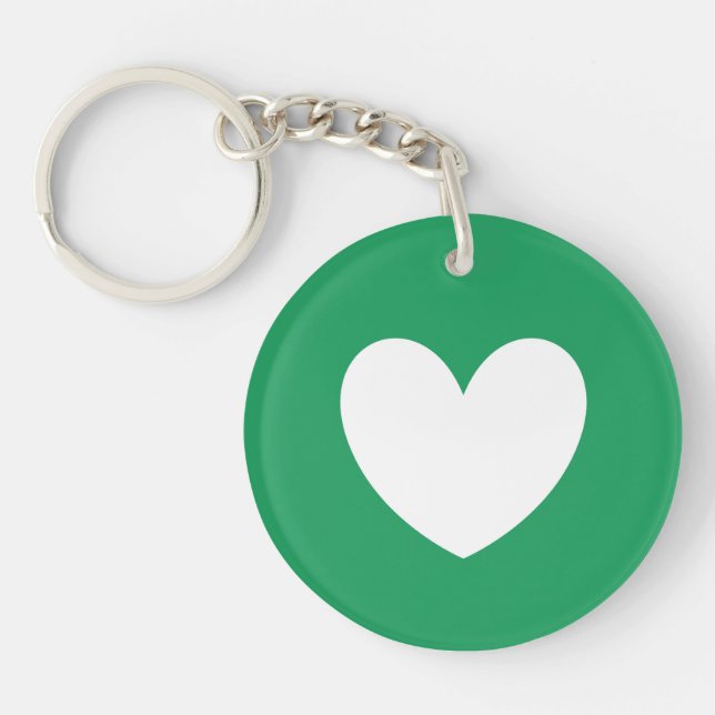 Porte-clés Coeur blanc sur Kelly green (Devant)