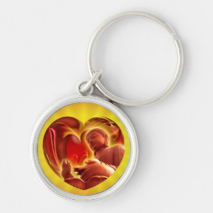Porte-clés Coeur BUDDHA brillance jaune