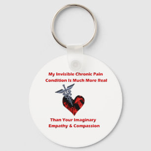 Porte-clés Coeur chronique invisible de rouge de douleur