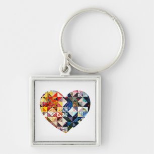 Porte-clés Coeur coloré d'édredon de patchwork