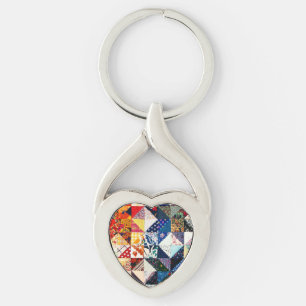 Porte-clés Coeur coloré d'édredon de patchwork