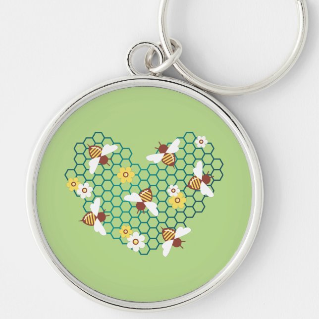 Porte-clés Cœur d'abeille heureux (Devant)