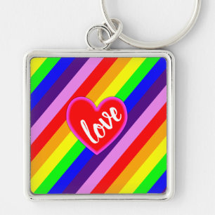 Porte-clés Cœur d'amour arc-en-ciel classique Fierté Dynamiqu