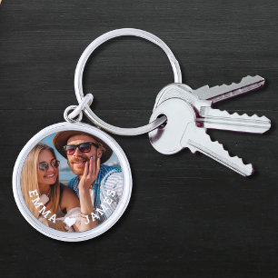 Porte-clés Cœur d'amour de photo de couple personnalisé