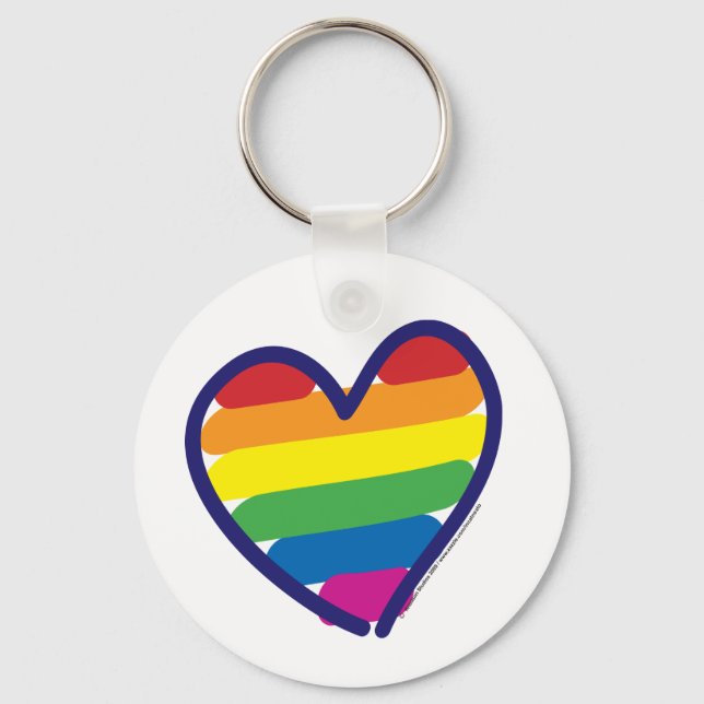 Porte-clés Coeur d'amour gay pride (Recto)