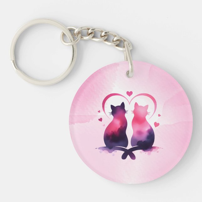 Porte-clés coeur de chat personnalisé (Devant)