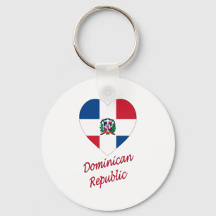 Porte-clés Coeur de drapeau de la République Dominicaine ave