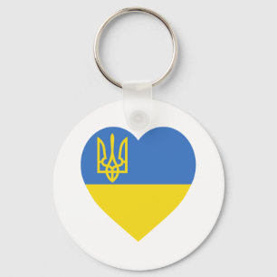 Porte-clés Coeur de drapeau de l'Ukraine