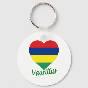 Porte-clés Coeur de drapeau des Îles Maurice